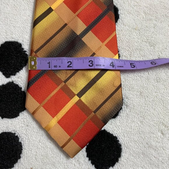 Vintage 70s Chavant Polyester Clip On Tie Gold Mod Disco Retro Wide Necktie - Picture 8 of 8